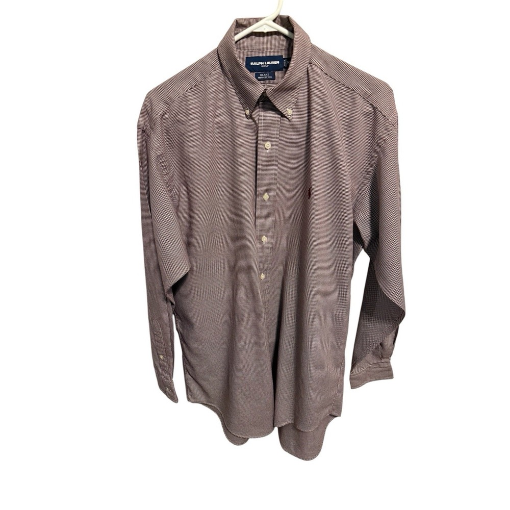 Ralph Lauren Golf Blake Burgundy Check Cotton Button Down Long Sleeve Medium‎